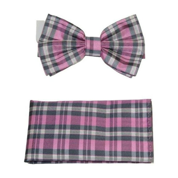 Men Bow Tie Hankie Set Formal Event For Tuxedo or Business Suit #BT25 Pink Gray!!!