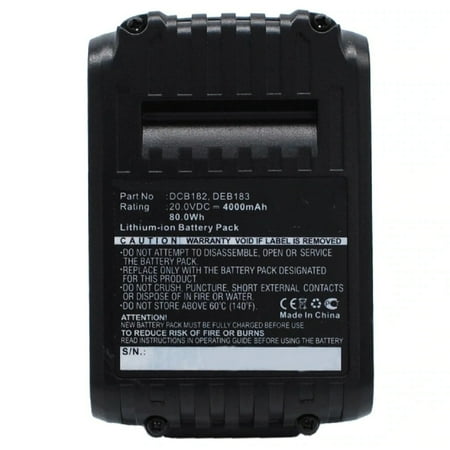 

Batteries N Accessories BNA-WB-L6313 Power Tools Battery - Li-Ion 20V 4000 mAh Ultra High Capacity Battery - Replacement for DeWalt DCB182 Battery