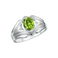 thumbnail image 4 of RYLOS Men's Rings Sterling Silver Rings Classic Designer Style 9X7MM Oval Gemstone &  Diamond Ring Peridot August Birthstone Rings For Men Size 8, 4 of 7