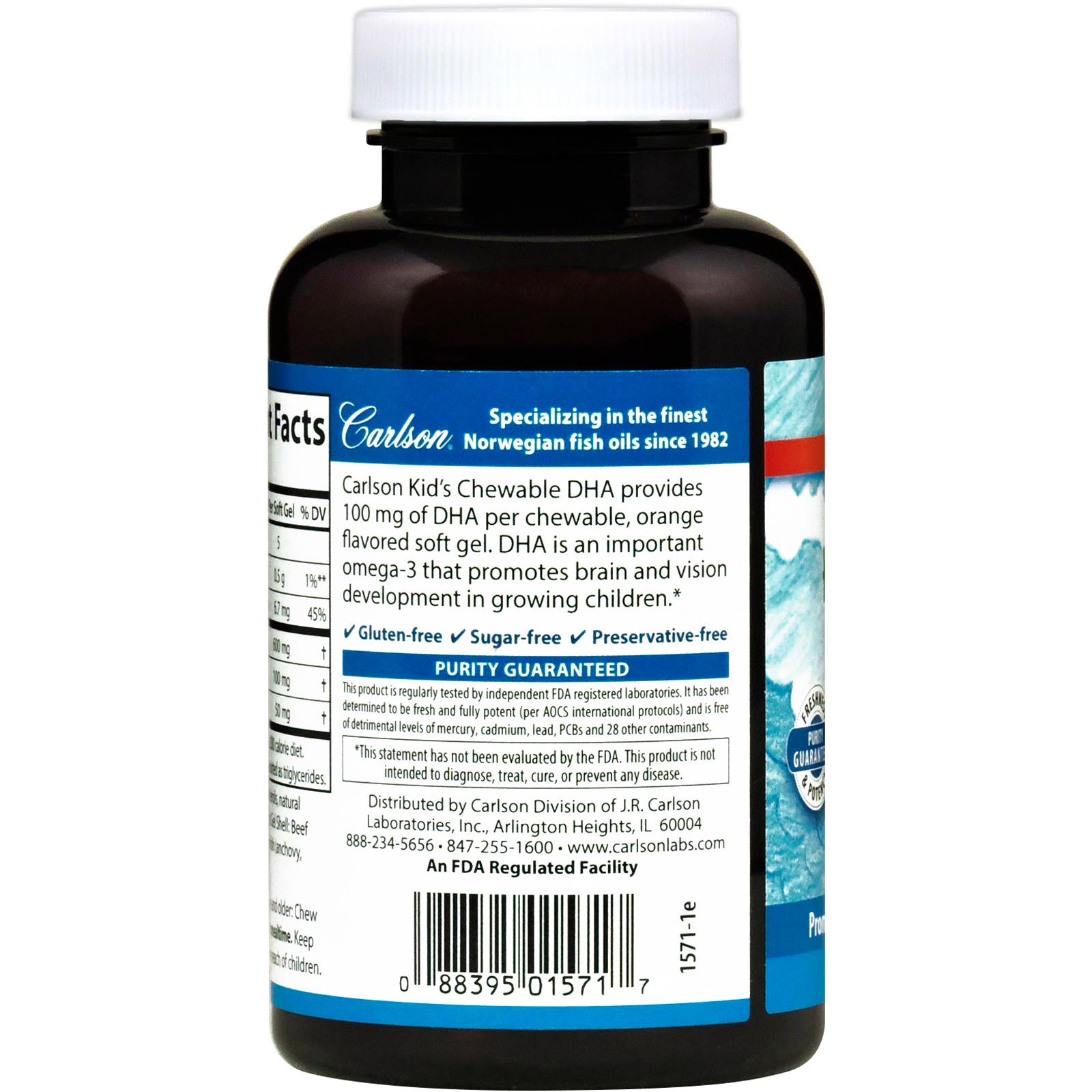 Carlson Labs - Carlson Kid's Chewable DHA Bursting Orange Flavor - 120 Softgels