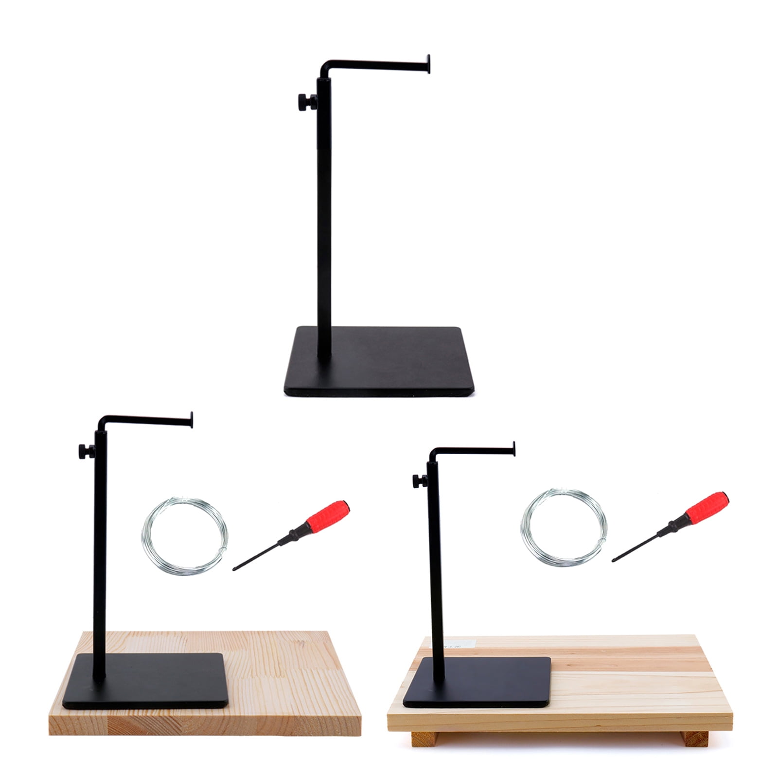 Acahhotxx Display Stand, Adjustable Clay Sculpture Display Stand with Wood Base for Pottery Clay Carving Shaping Modelling and Art Project - Black Stent+Clay Panel Set