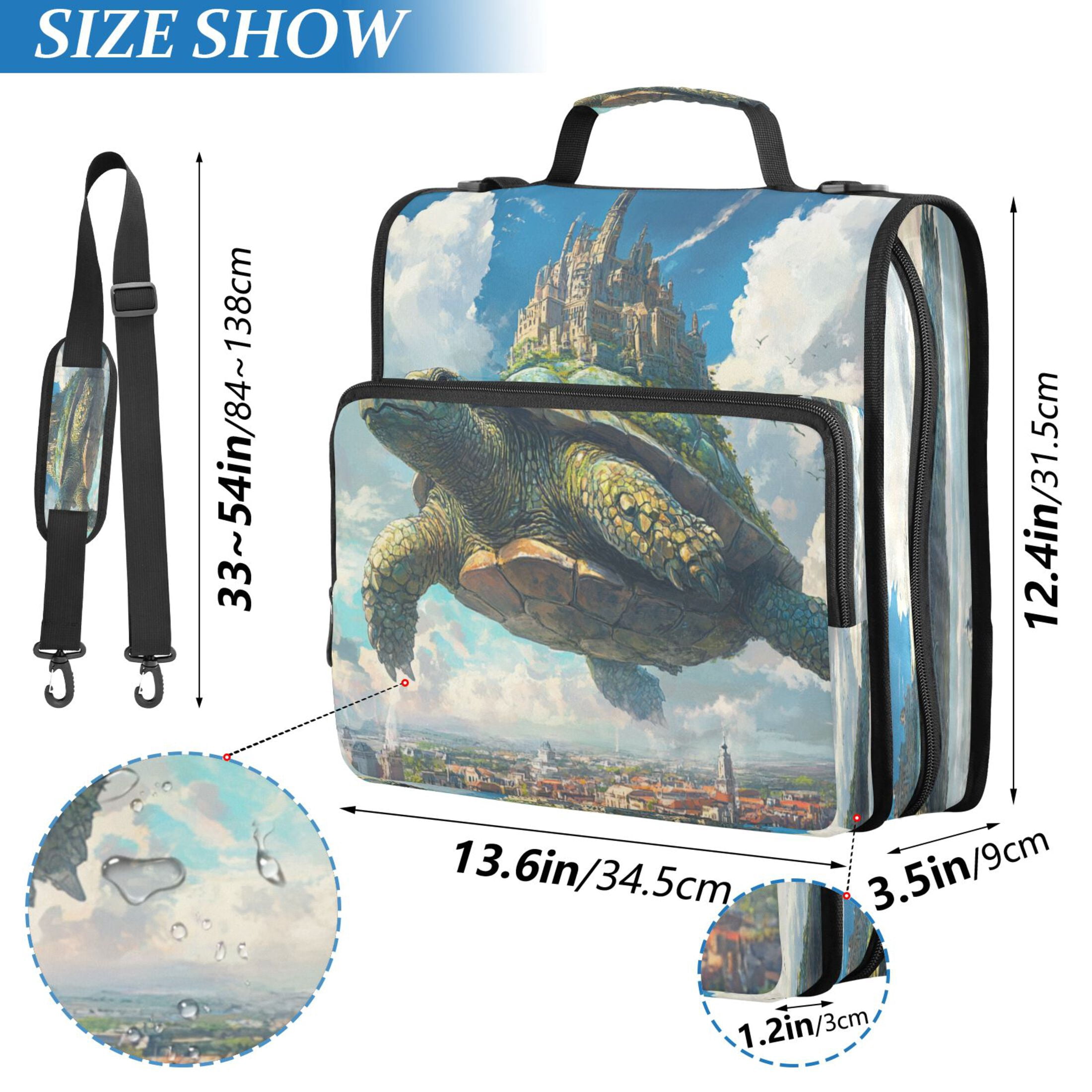 YAZAOO Zipper Binder trapper keeper Documents Organized Design Turtle Castle in The Sky Printed
