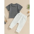 thumbnail image 4 of Bagilaanoe 2pcs Toddler Baby Boys Long Pants Set Letters Print Short Sleeve T-shirt Tops + Trousers 6M 12M 18M 24M 3T Kids Casual Summer Outfits, 4 of 8