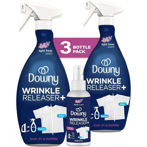 Downy Wrinkle Releaser Fabric Refresher Spray, Odor Eliminator, Ironing Aid and Anti Static Spray, Light Fresh Scent, 16.9 Fl Oz (Pack of 2)   Travel Size Spray