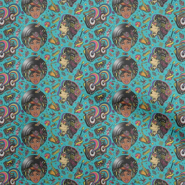 oneOone Velvet Teal Blue Fabric African Sewing Craft Projects Fabric Prints by Yard 58 Inch Wide