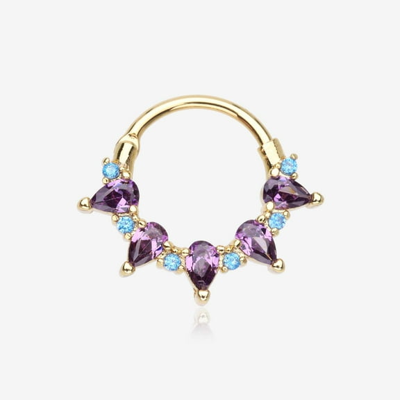 Golden Calliope Multi-Gem Sparkle Clicker Hoop Ring
