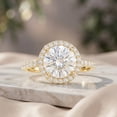 thumbnail image 3 of Rosec Jewels Lab Grown Diamond Halo Engagement Ring for Women - IGI Certified (2 Carat, E-VS1 Quality) - with Jewelry Box, 10K Yellow Gold, US 3.50, 3 of 8