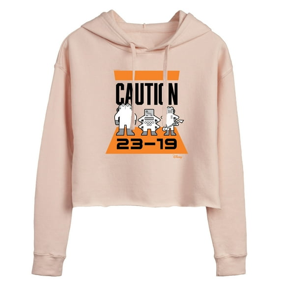 Monsters Inc. - Caution 2319 - Juniors Cropped Pullover Hoodie