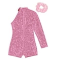 thumbnail image 4 of Alvivi Girls Gymnastics Leotards Glitter Sequins Dance Jumpsuit Biketard Short Unitard with Hairband Pink 12, 4 of 6