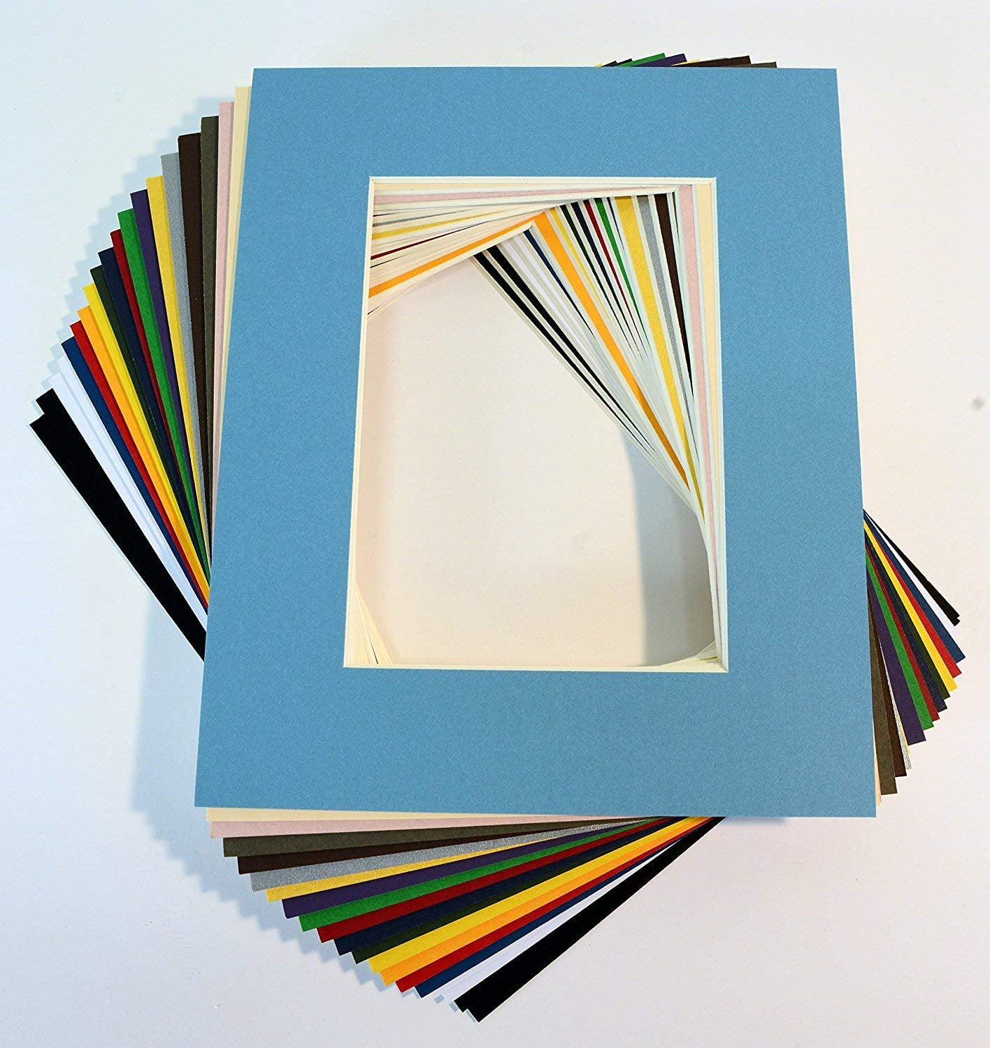 Pack of 20 MIXED COLORS 8x10 Picture Mats Matting with White Core Bevel