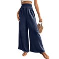 thumbnail image 3 of Laqbezok Women's High Waist Smocked Palazzo Pants, Wide Leg Casual Trousers, Loose Flowy Summer Beach Vacation Slacks, 3 of 7