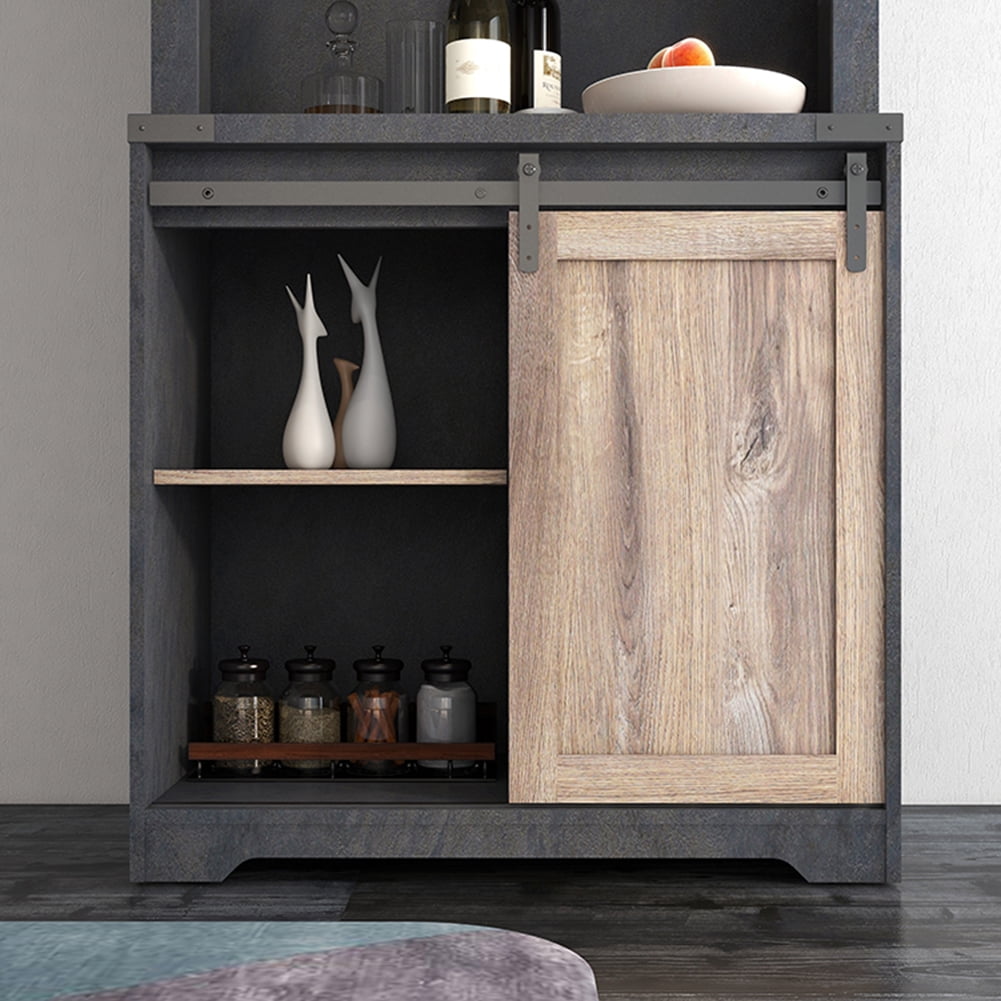 Kadyn 31 Inch Farmhouse Barn Door Bar Cabinet, Entryway Storage Cabinet for Living Room, Particle Board Kitchen Storage Cabinet with Door, Light Brown Kadyn 31 Inch Farmhouse Barn Door Bar Cabinet, Entryway Storage Cabinet for Living Room, Particle Board Kitchen Storage Cabinet with Door, Light Brown