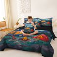 thumbnail image 3 of Erosebridal Cartoon Camping Car Bedding Comforter Set 7-Piece for Girls Boys,Teens Starry Sky King Bedding Sets,Black Reversible,Ultra Soft Home Decor, 3 of 6