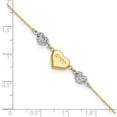 thumbnail image 4 of Primal Gold 14 Karat Two-Tone Diamond-cut Puffed Heart LOVE 9-inch Plus 1-inch Extension Anklet, 4 of 5