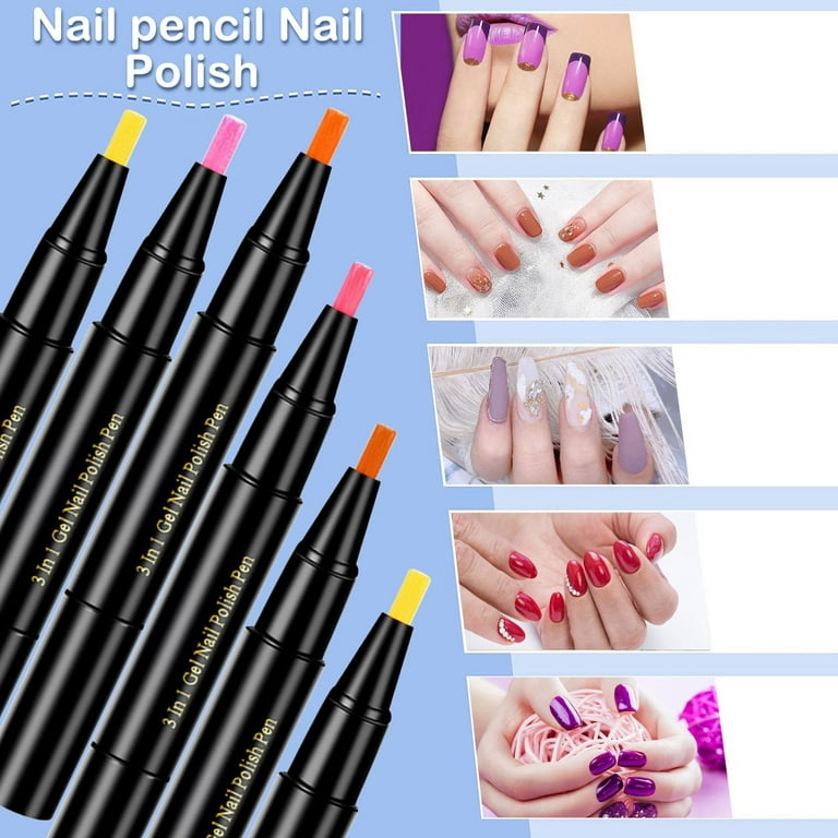 20 Colors Collection Step Nail Gel Pen 3 In 1 Nail Art Pencil Nail Gel Oil  No And Topcoat Required For Female Girls 2ML Nail Stuff under 5 Nails Stuff