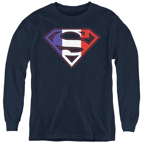 Superman - French Shield - Youth Long Sleeve Shirt - Medium