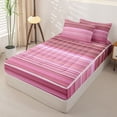 thumbnail image 3 of Castle Fairy Bohemian Horizontal Stripe Zipper Twin Comforter Sets with Fitted Sheet and 2 Pillowcases,Hippie Thin Line Zipper Bedding Set,Dusty Rose Pink Mauve,Reversible, 3 of 7
