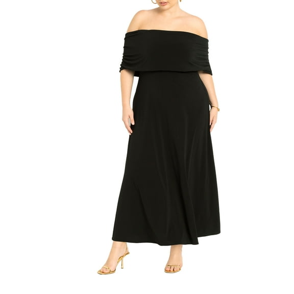 ELOQUII Women's Plus Size Off The Shoulder Maxi Dress