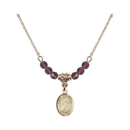 Hamilton Collection Collector Plate 18-Inch Hamilton Gold Plated Necklace with 4mm Purple February Birth Month Stone Beads and Saint Athanasius Charm ()