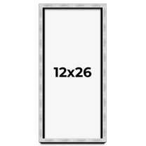 12x26 Frame Brushed Silver Solid Wood Picture Frame | 0.75 Inch Moulding Width | Rabbet Depth 0.75