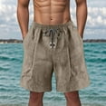 thumbnail image 2 of Mens Shorts Plus Size Elastic Waisted Drawstring Solid Color Comfy Summer Loose Shorts with Pocket Brown L, 2 of 8