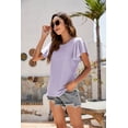 thumbnail image 4 of Purcoar Womens Ruffle Blouses Summer Shirts Short Sleeve Knit Tops, 4 of 6