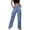 Blue, variant on Women's High Waisted Workwear Jeans, Wide Leg Cargo Style Denim Pants with Multiple Pockets, Casual Utility Trousers for Daily Wear and Outdoor Activities Blue L
