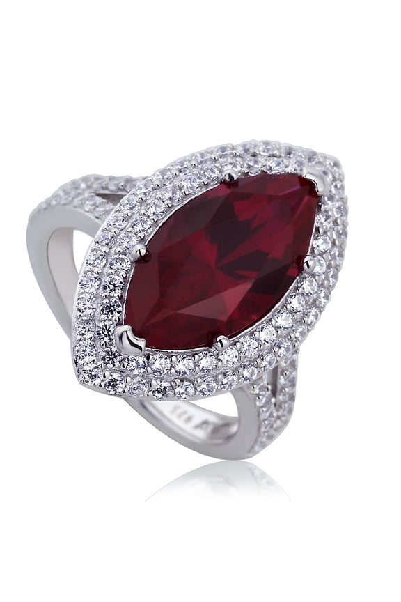 Men's Platinum Plated Sterling Silver 3.8ct Simulated Ruby Marquise CZ Ladies Cocktail Ring ( Size 5 to 9 ), 8