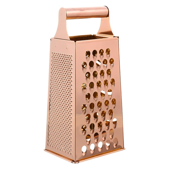 Professional 4-Sided Stainless Steel Cheese Grater and Vegetable Slicer Box Grater for Cheese, Ginger, Potatoes, Rose Gold