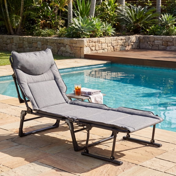 ELLEGNT Folding Camping Cot with Mattress, 6-Position Adjustable Backrest Foldable Armrest