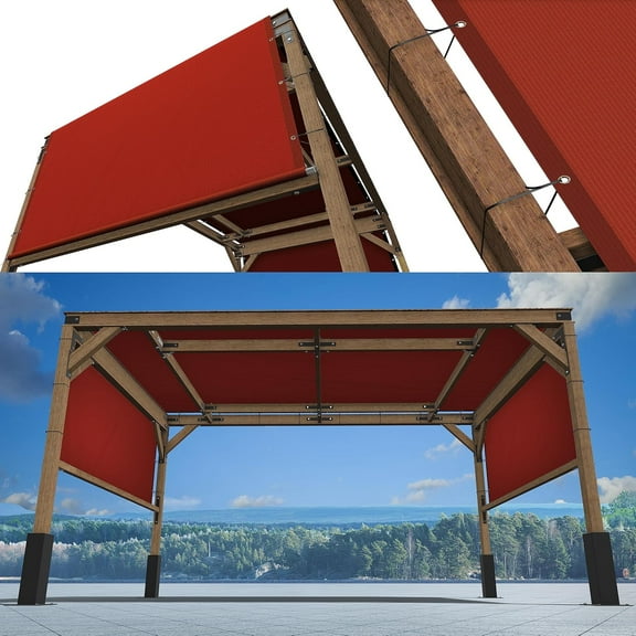 ShadeMart 4' W x 4' L Red Pergola Sun Shade Canopy Replacement Cover, Commercial Grade 260 GSM Cloth for Outdoor Patio, Includes Stainless Steel Weighted Rods (We Make Custom Size)