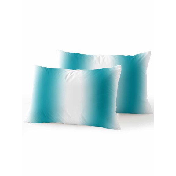 Waterproof Outdoor Throw Pillows with Inserts 12"x20" Set of 2,Teal White Ombre Soft Decorative Pillowcases for Couch Bedroom,Modern Abstract Art Farmhouse Gradient Pillow Covers for Sofa Living Room