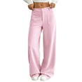 thumbnail image 2 of Ashirexll Wide Leg Pants Woman, Summer Pants for Women, Solid Color Wide Leg Middle Comfortable Waist Washed Trousers, 2 of 7
