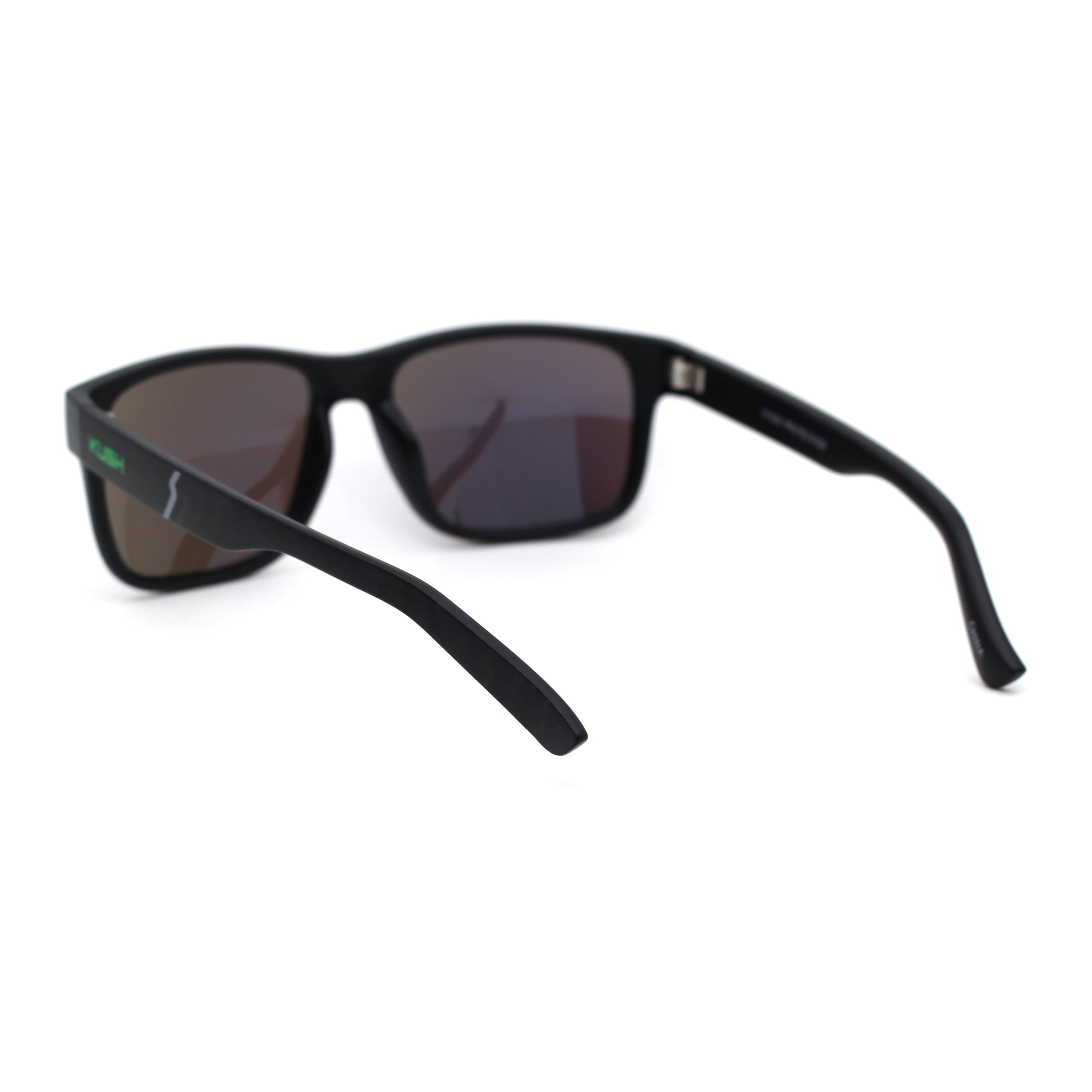 Buy Kush Mens Color Mirror Lens Sport Horn Sunglasses Matte Black Green