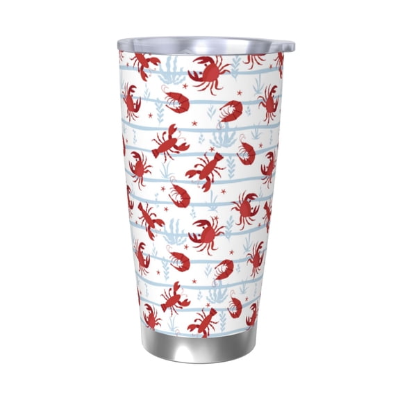 Picia Cartoon Lobsters Pattern 20 oz Tumbler Stainless Steel Vacuum Insulated Coffee Ice Cup Double Wall Travel Flask Dual Lid Water Bottle, Eco-friendly Car Cup-Without Straw