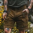 thumbnail image 2 of CONZONE Mens Casual Cargo Shorts Buttons Summer Shorts for Men Solid Color Lightweight Loose Fit Workout Gym Shorts With Pockets, 2 of 7