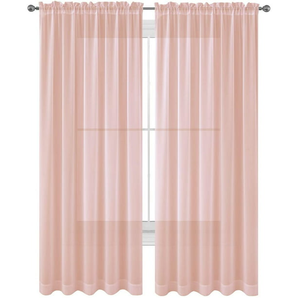Voile Window Elegance Curtains Scarf, Blush Pink Curtain Panels