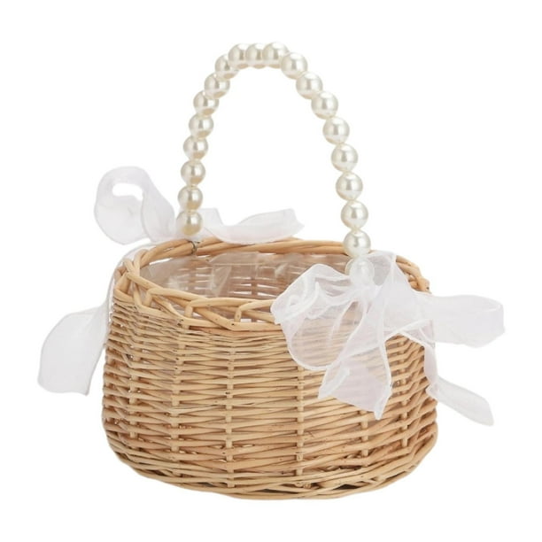 Cesta de flores para niña, cestas de flores, cesta de , cestas de mimbre, cesta de pétalos para boda, accesorios nupciales