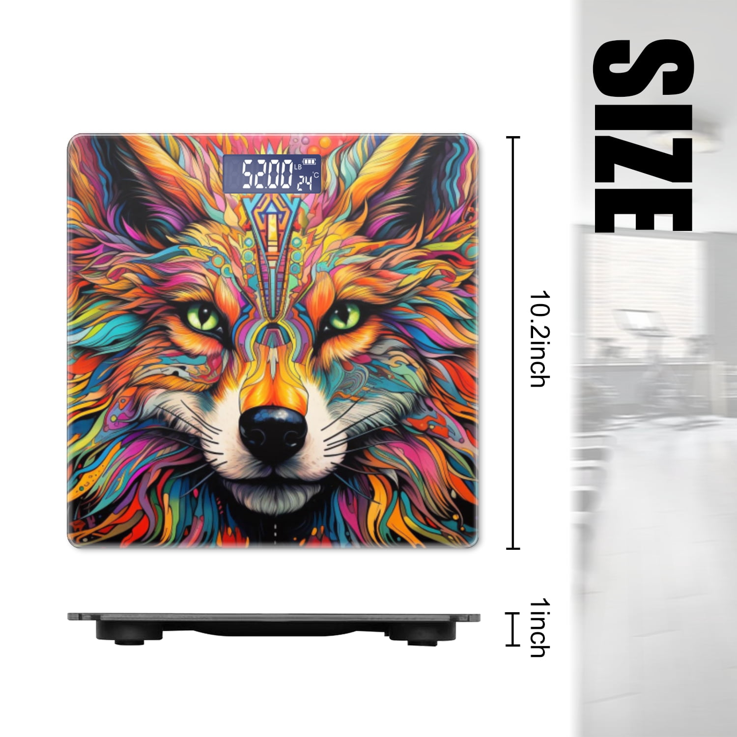 Bathroom Scale, Highly Accurate Digital Body Scale,Precisely Measures Weight up to 400 lbs-Fox Colorful And Highly Detailed With Vibrant Colors