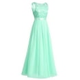 thumbnail image 6 of Raenseen Women's Crochet Lace Chiffon Wedding Bridesmaid Dress Maxi Dress Evening Gowns Turquoise 2, 6 of 8