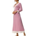thumbnail image 4 of cheibear Womens Sleepwear Soft V Neck Long Sleeve Rayon Nightshirt Midi Nightgowns, 4 of 4