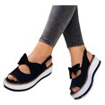 thumbnail image 1 of Zapatos de playa con cuña de boca de pescado Sandalias de mujer con lazo de plataforma baja y boca baja Wmkox8yii sa691, 1 of 2