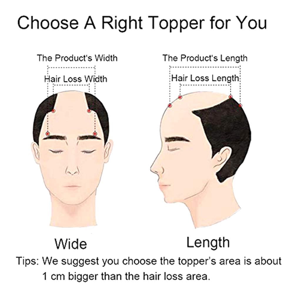 Men Hair Tropper, Natural Black Short Men Topper Wig Real Human Hair Toupee Clip for Male Guy Daily Wear
