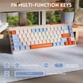 thumbnail image 5 of ZIYOULANG M68 65% Wireless Gaming Keyboard, QWERTY Layout, BT/2.4G/Wired Silent Membrane Keyboard, Rainbow Backlit 67 Keys PBT Keycaps, 2000mAh Portable for Gamer/Office-Blue, 5 of 9