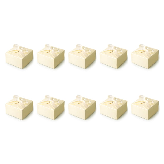 kurtrusly 10 Pieces Wedding Bowknot Paper Gift Box Birthday Portable Present Case Party Favor Cookies Biscuits Packing Boxes Yellow 1Set