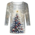 thumbnail image 4 of Atogsazn Womens Christmas 3/4 Sleeve Shirt Casual Crew Neck Pullover Blouse Relaxed Fit Clothes Basic Tops Outfit Gray S Fashion, 4 of 5