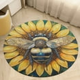 thumbnail image 4 of Happy Cute Bees Soft Bedroom Round Area Rug, Washable Cute Nursery Circle Throw Mat, Non-Slip Contemporary Small Low Pile Floor Carpet for Dorm Bedside, 4 of 6