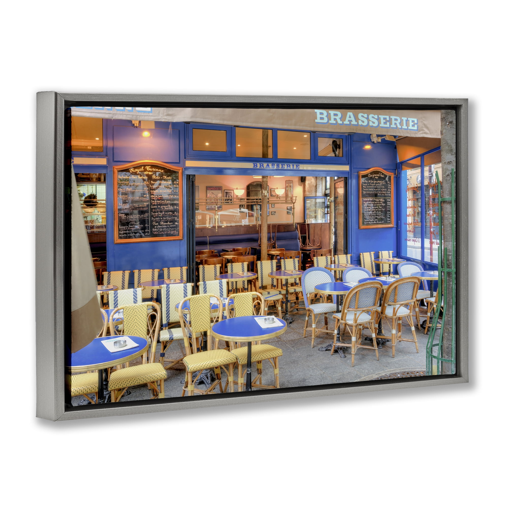 Stupell Industries Parisian Brasserie Terrace Gray Framed Floater Canvas Wall Art, design by Alan Blaustein
