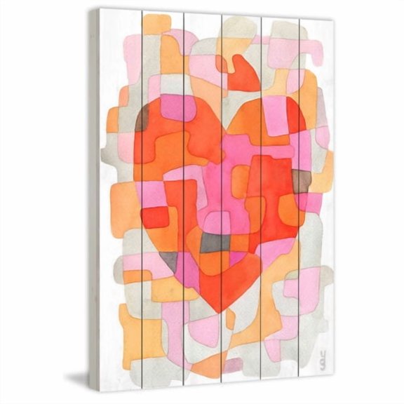 Marmont Hill "Splash of Heart" by Yolanta Gawlik Painting Print on White Wood