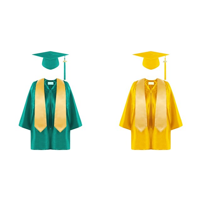 (2-Pack) Rinsvye Kindergarten Cap Gown Set Graduation Academic Childs Tassel Hat Stole Robe Preschool Photo Shoot Commencement Dress Up Party Outfit